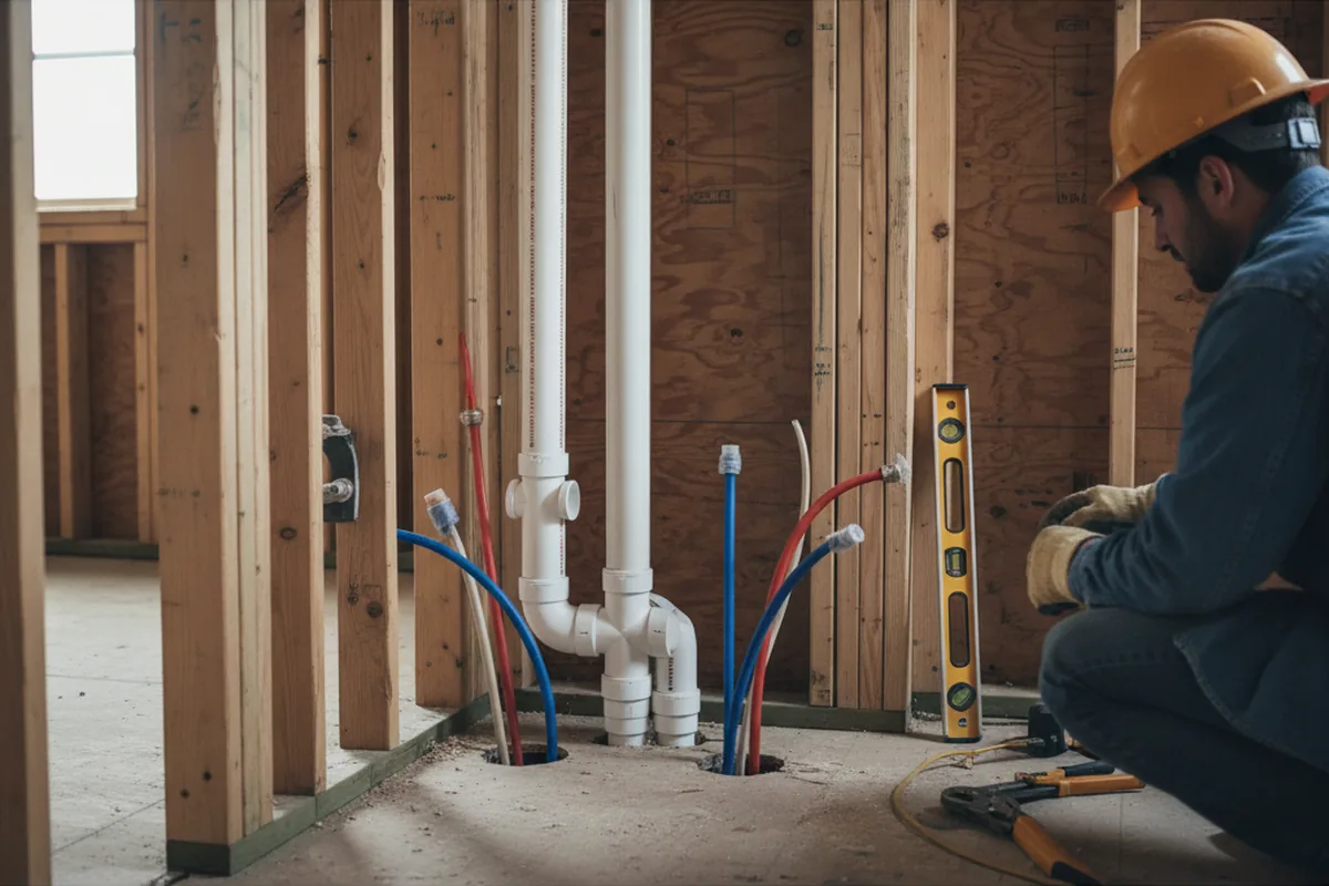 Drain and supply rough-in during Toilet Repair and Installation in Central Square